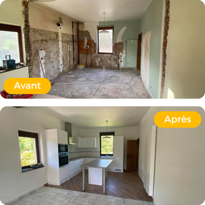 Avaant / Après, rénovation, mise en conformité, électricité, normes électriques, prises, éclairages
