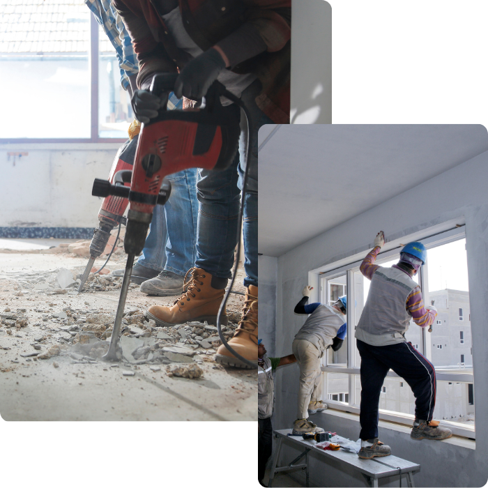 gevelrenovaties, elektrische installaties, pleisterwerken, binnen- en buitentegels