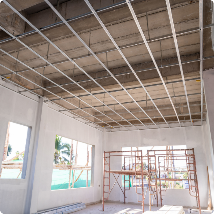 Renovatiewerken, valse plafonds, spanplafonds, verlichting, pleisterwerken, scheidingswanden