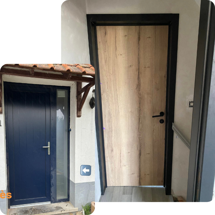 Portes, bois, intérieures, installation, finitions