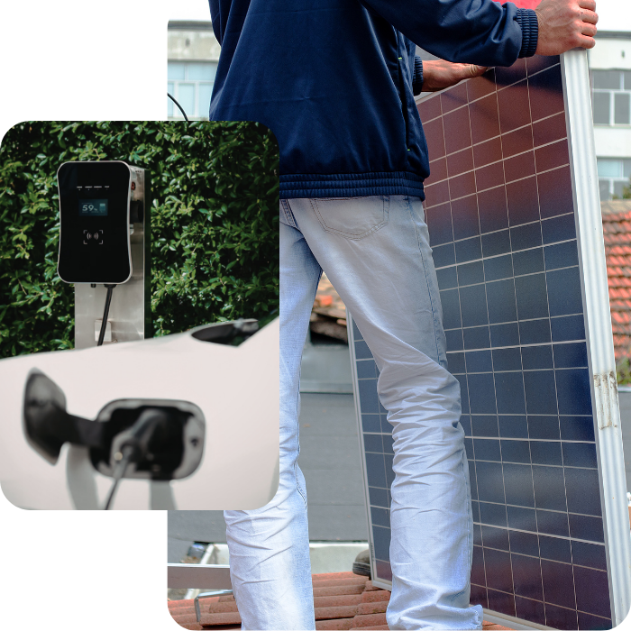 bornes électriques, panneaux solaires, photovoltaïques, installation, fixation