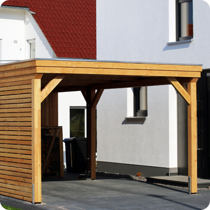 Carport, abris pour voiture, véhicule, annexe, construction, parking couvert, privé, maison, jardin