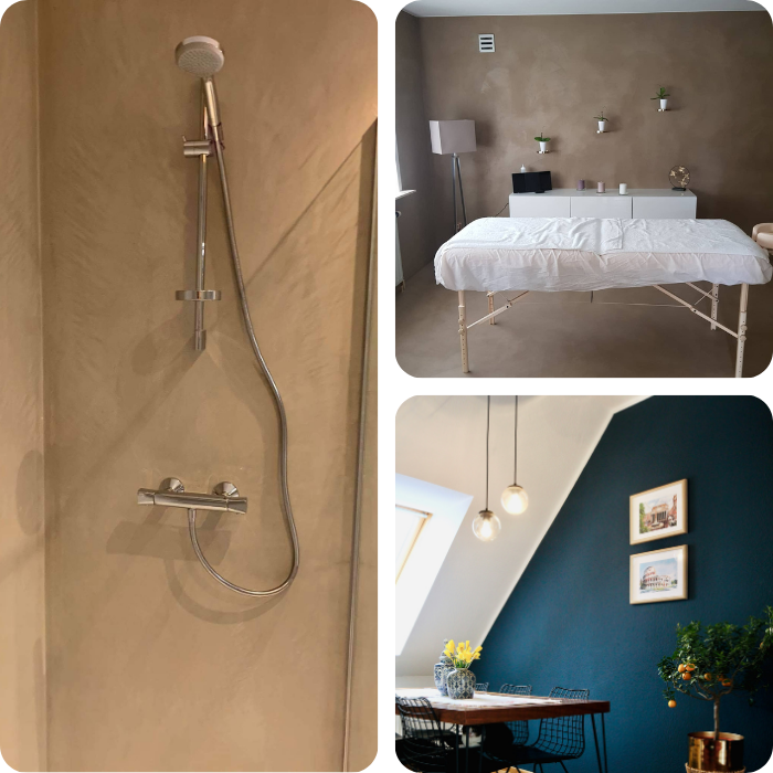 Peinture, couleur, salle de bain, rénovation, nouvelle, murs étanches