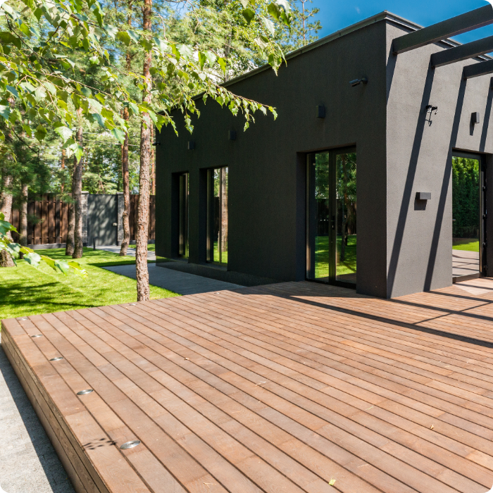 terrasse, aménagement de jardin, extérieur, bardage, bois