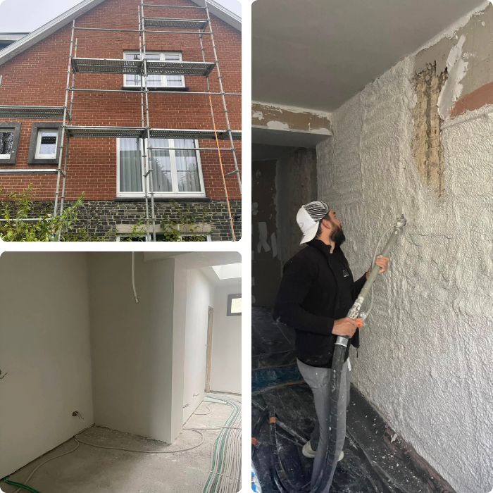 Rénovation générale, transformation, intérieure, enduit, murs, plafonds, plafonnnage, parachèvement