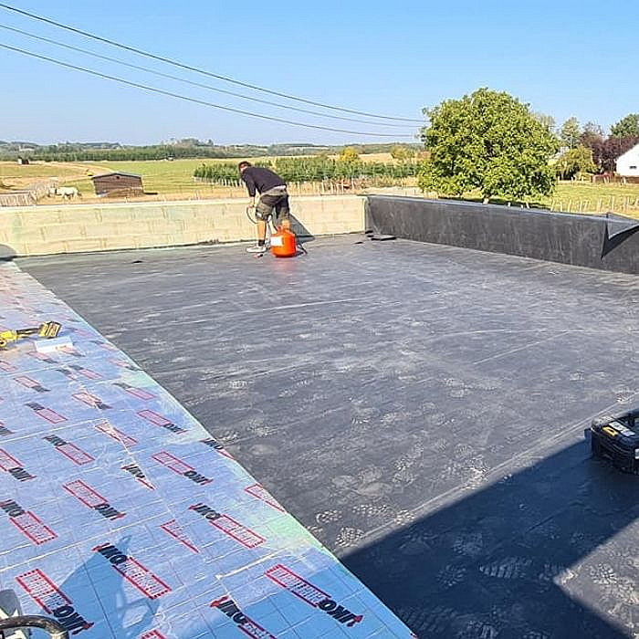 Construciton toiture, toit plat, toiture EPDM, isolation