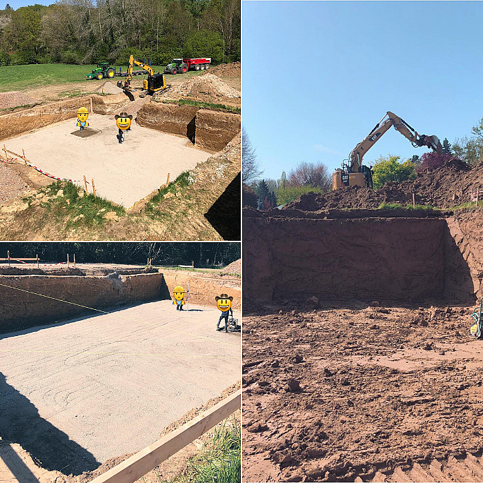 Terrassement, terrain, mise à niveau, applanissement, pelleteuse