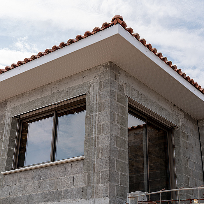 Construction, maçon, agrandir, maison en blocs, nouvelle maison