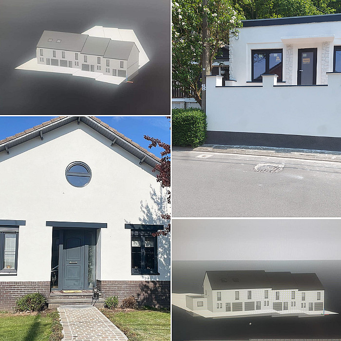 Travaux d'agrandissement, parachèvement, chape, coffrage, béton, façade, cimentage