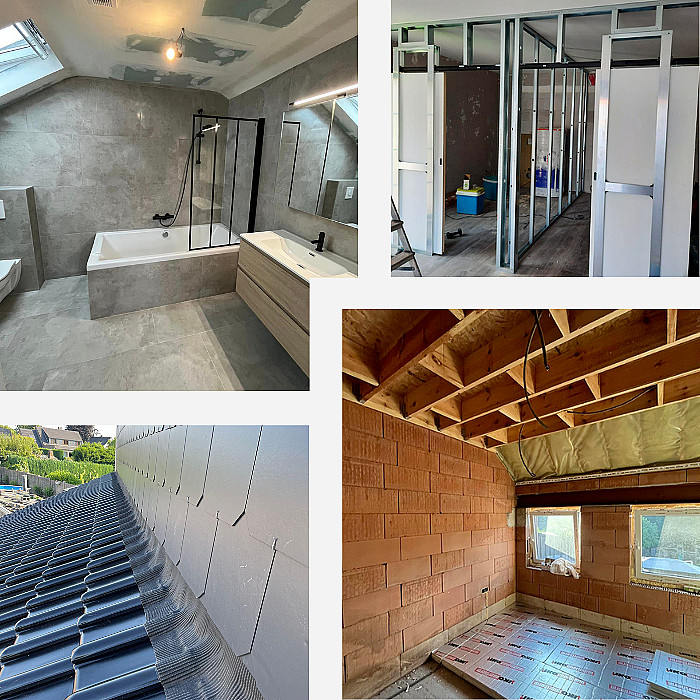 Rénovation de façade, nouvelle façade, parachèvement, plafonnage, cloisonnage, travaux d'intérieur