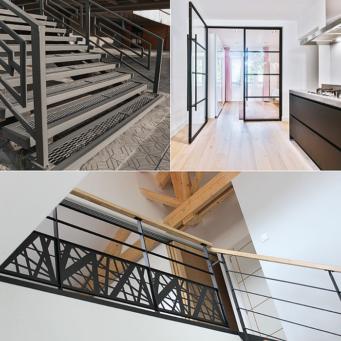 Verrières, portes vitrées, métal, fer, acier, ferronnier, conception, installation