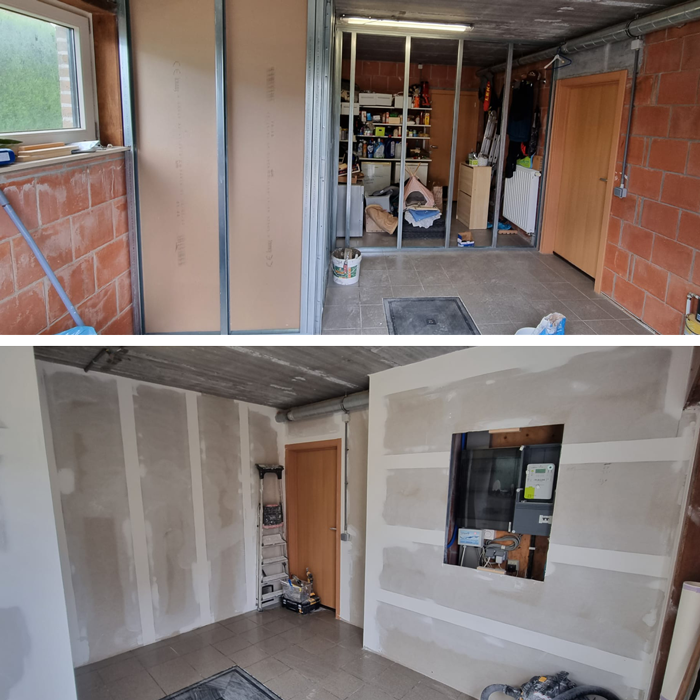 Ajout de cloisons, cloisons en Gyproc, configuraiton des pièces, plâtre, placo