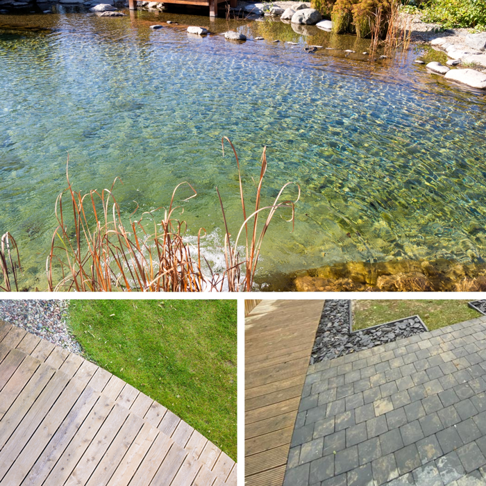 Eclairage, égouttage, dalle de sol, béton, étangs, mares