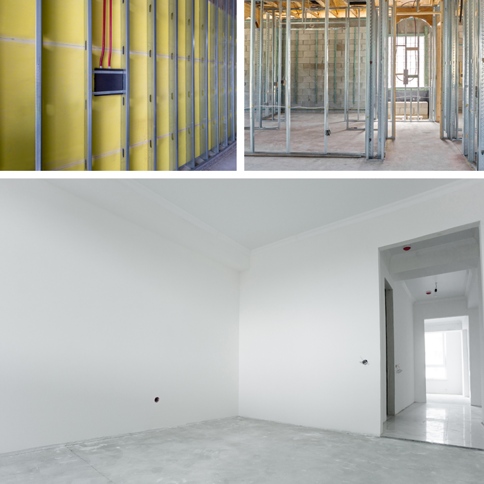 Pose de cloisons, lissage murs, façade, parachèvmeent intérieur