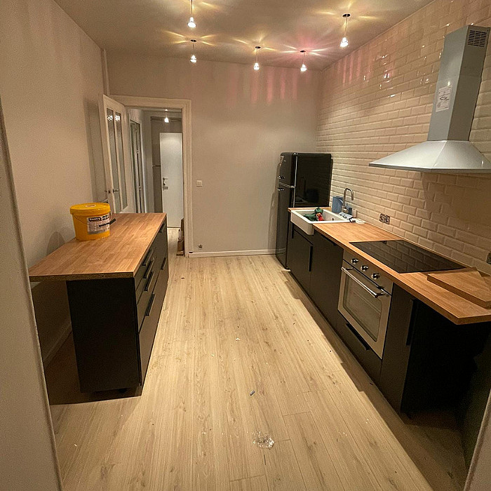 cuisine, plan de travail, rangement, carrelage mural