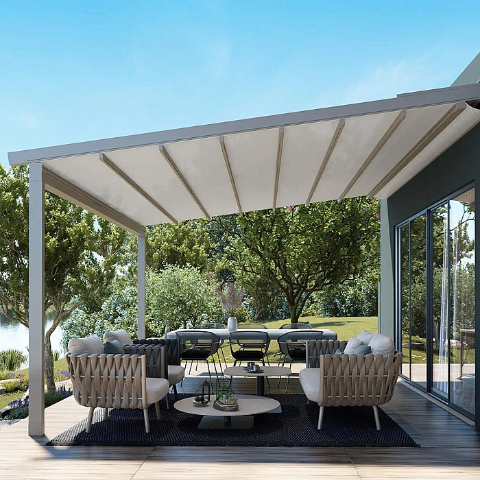 Jardin, extérieur, montage, pergola, terrasse