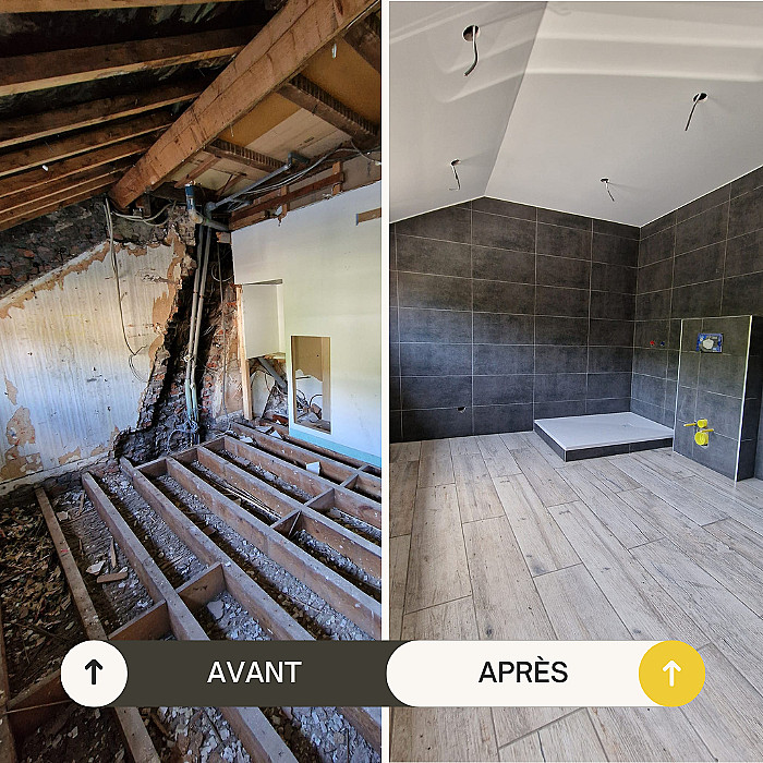 Création de salle de bain, rénovation de salle de bain, aménagement salle de bain, adaptation salle de bain PMR, installation sanitaires, 
                  carrelage, plomberie, Saint-Nicolas, Nandrin, Neupré, Sprimont, Esneux